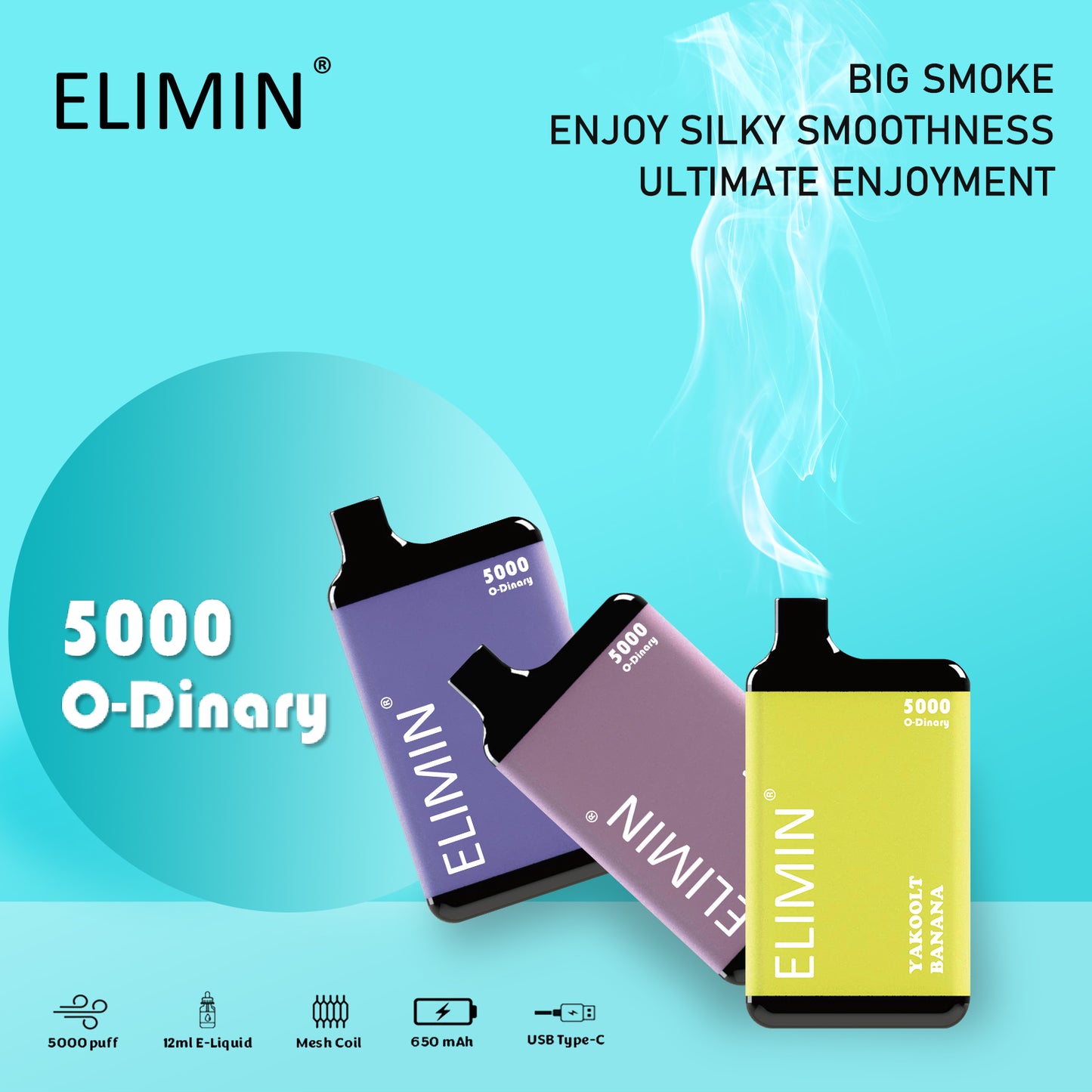Kit Elimin O-Dinary 5000 tiri (puff) sigarette elettroniche usa e getta 650mAh