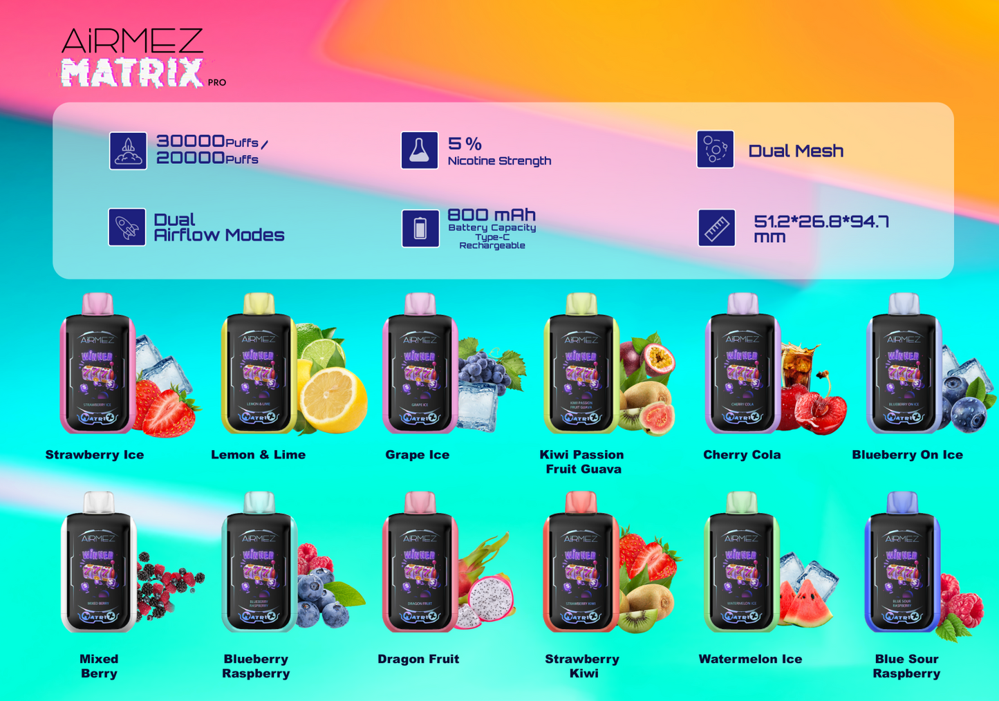 Kit monouso Airmez Matrix 25000 25K Puffs