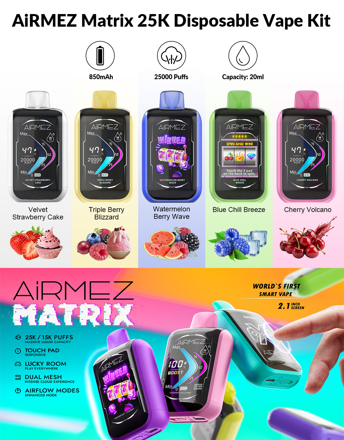 Kit monouso AiRMEZ Matrix 25000 Puffs