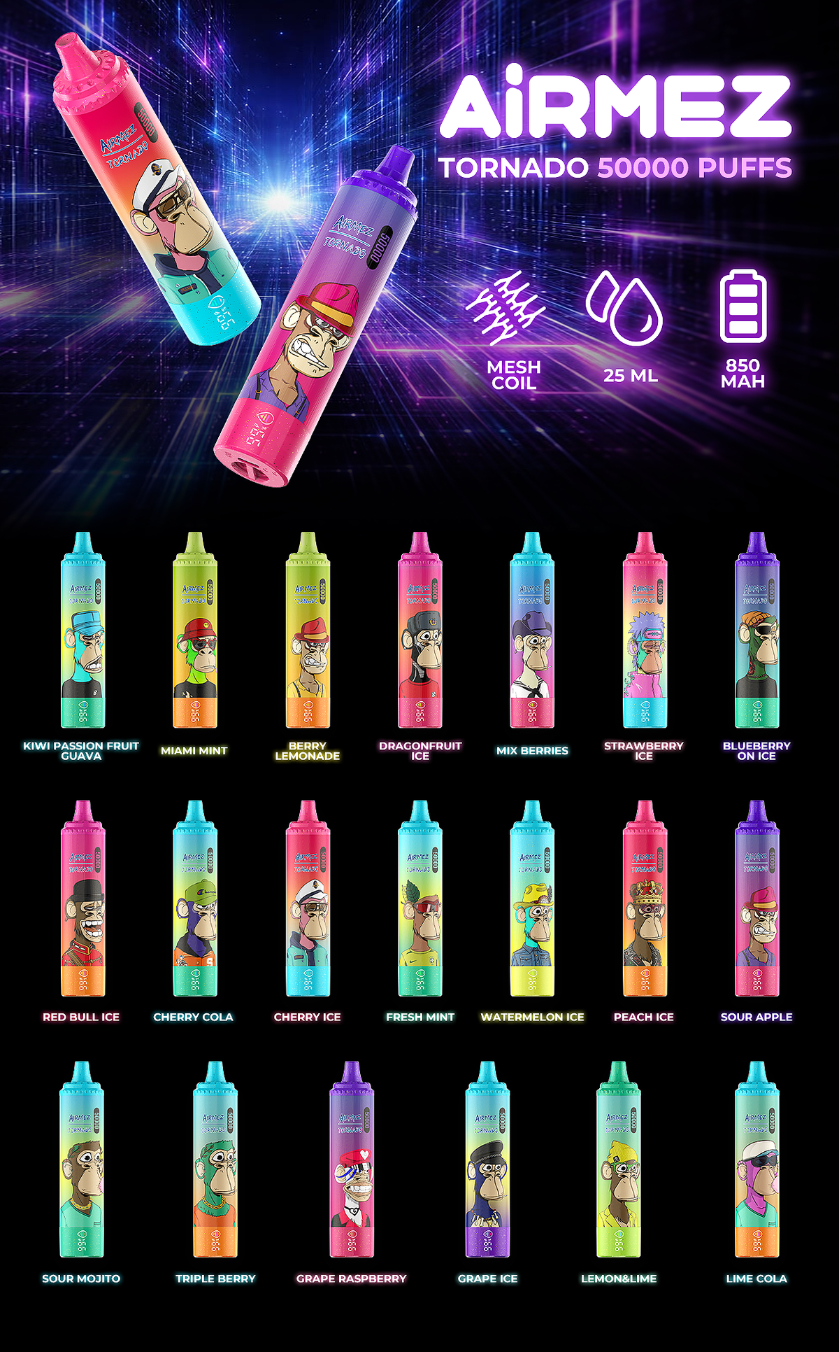 Kit monouso AiRMEZ Tornado 50K Puffs 25ml