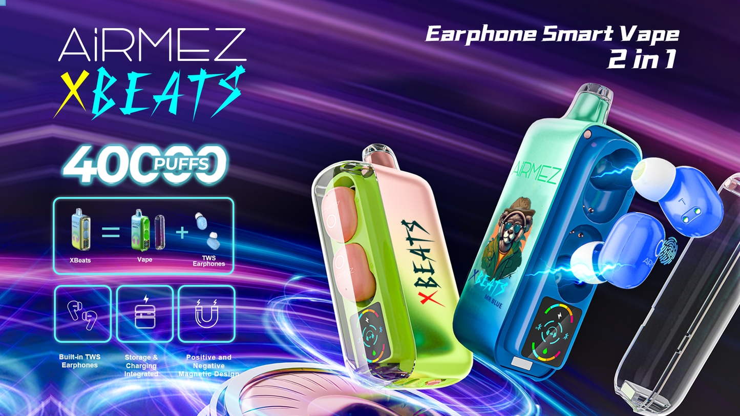 Kit monouso AiRMEZ Xbeats 40000 40K Puffs con auricolari TWS