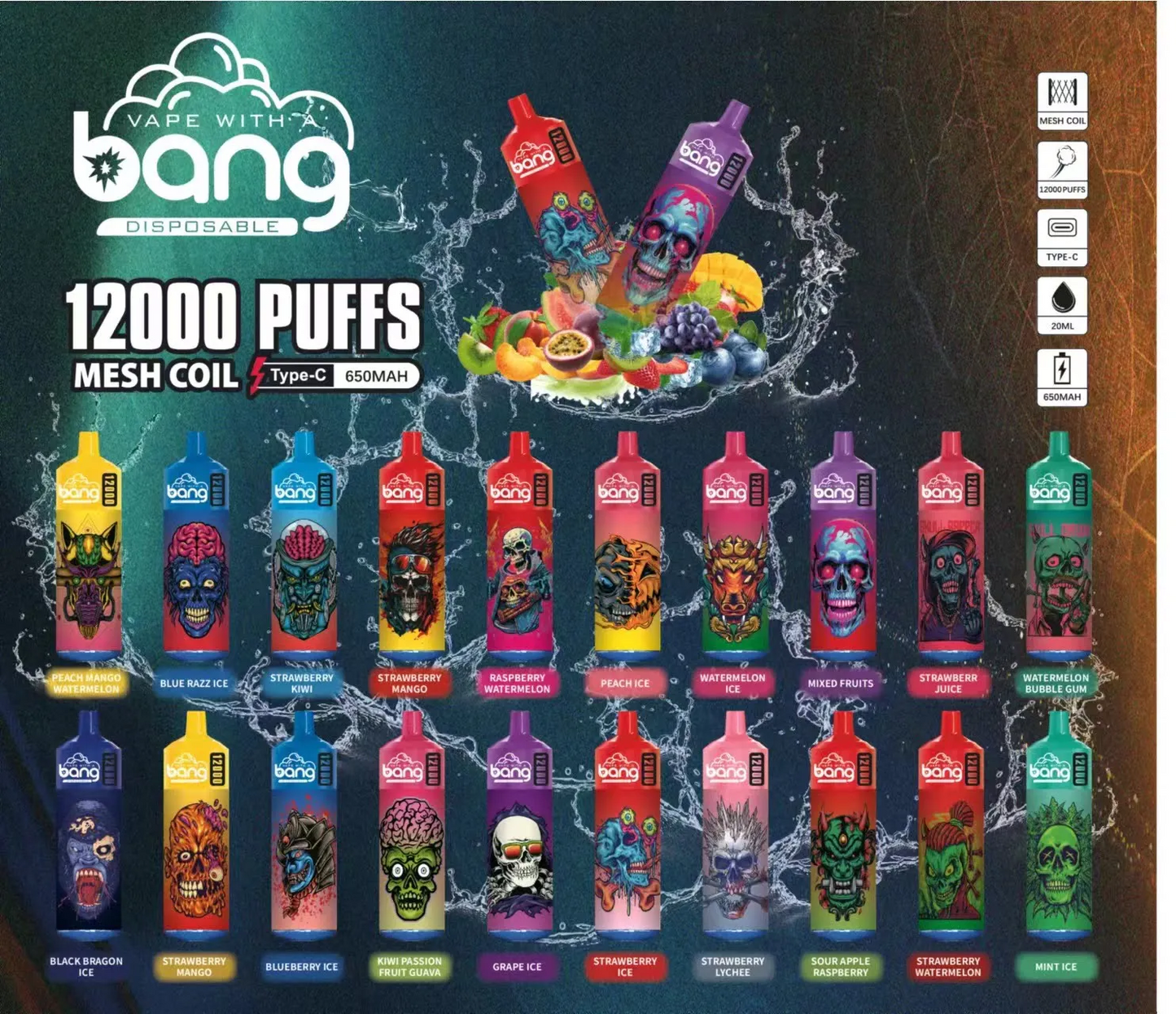 Bang 12000 Puffs Kit monouso ricaricabile 10 pezzi/confezione