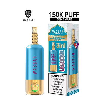 Kit monouso Wasbar 150K Puffs 3-in-1 DTL Shisha Hookah