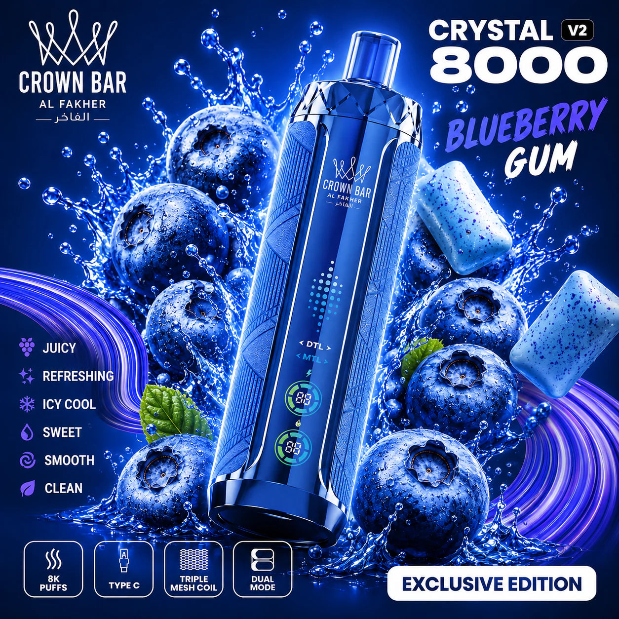 Kit monouso AL Fakher Crown Bar 8000 Crystal V2