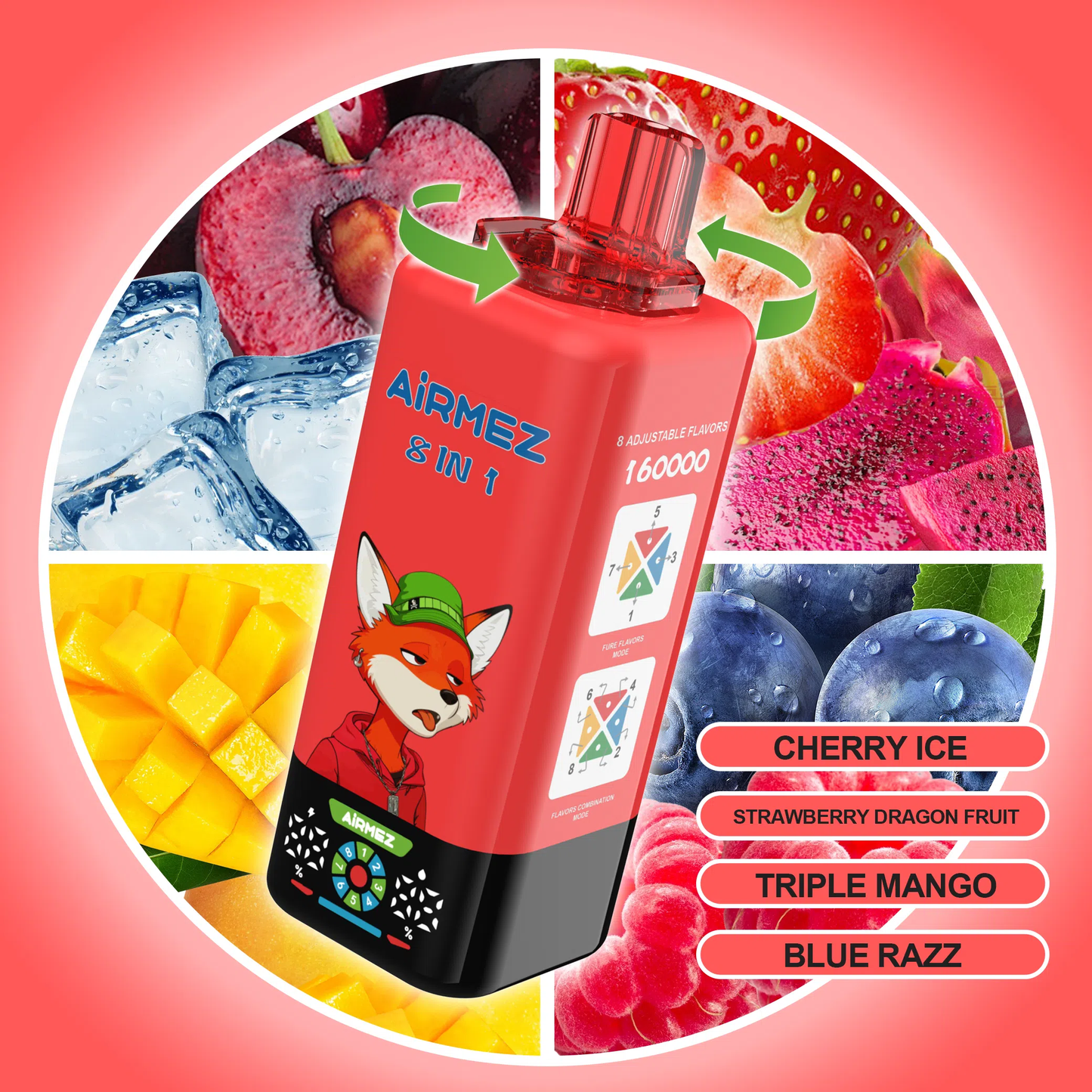 Kit monouso AIRMEZ FOX 8 IN 1 160K 160000 Puffs