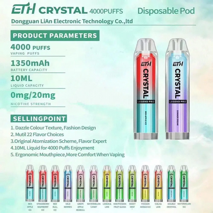 Kit monouso ricaricabile ETH Crystal 4000 Puffs