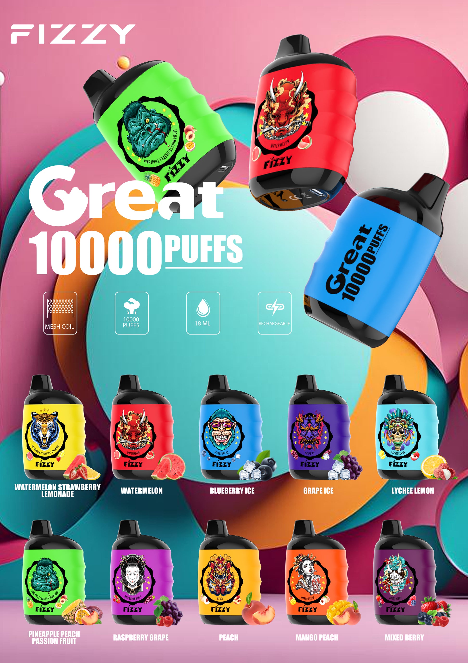 Fizzy GREAT 10000 Puffs Kit monouso ricaricabile vendita online | it.vapormo.com It.VaporMo.com Fizzy GREAT 10000 Puffs Kit monouso ricaricabile vendita online | it.vapormo.com It.VaporMo.com