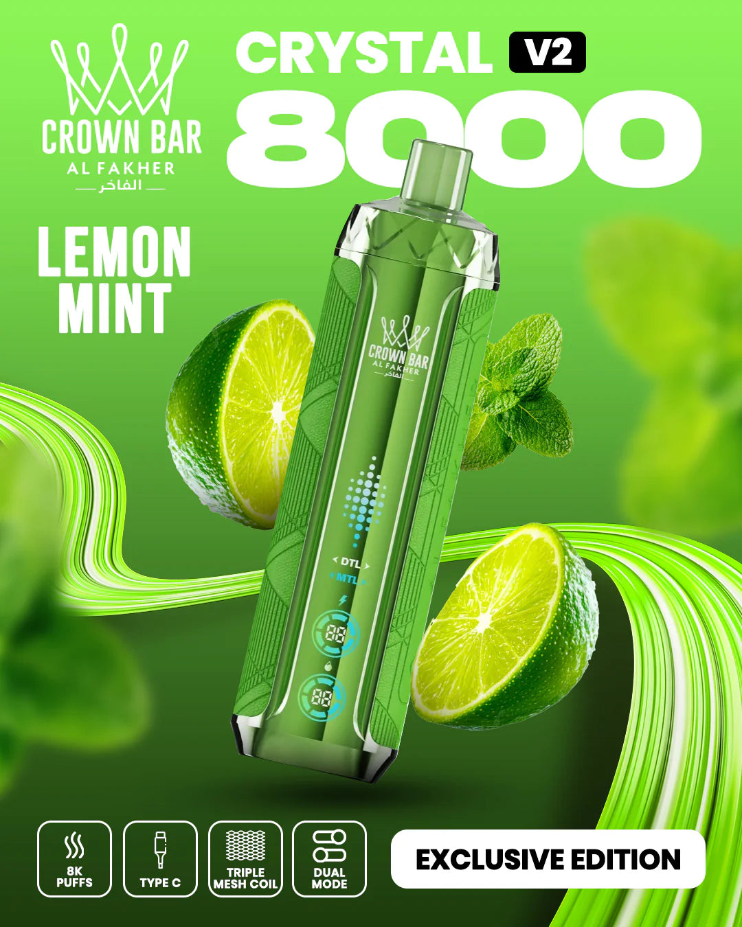 Kit monouso AL Fakher Crown Bar 8000 Crystal V2