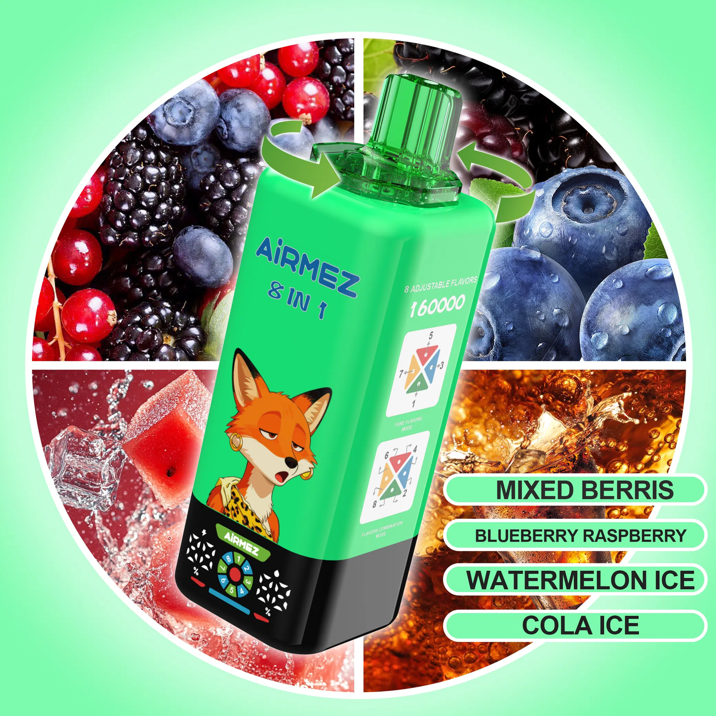 Kit monouso AIRMEZ FOX 8 IN 1 160K 160000 Puffs