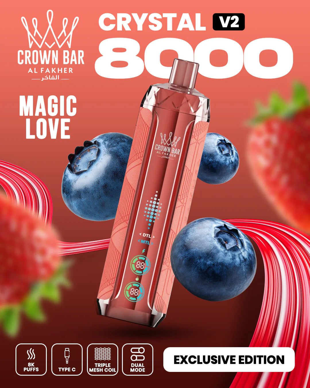 Kit monouso AL Fakher Crown Bar 8000 Crystal V2