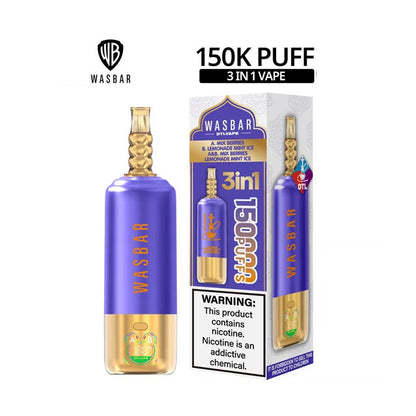 Kit monouso Wasbar 150K Puffs 3-in-1 DTL Shisha Hookah