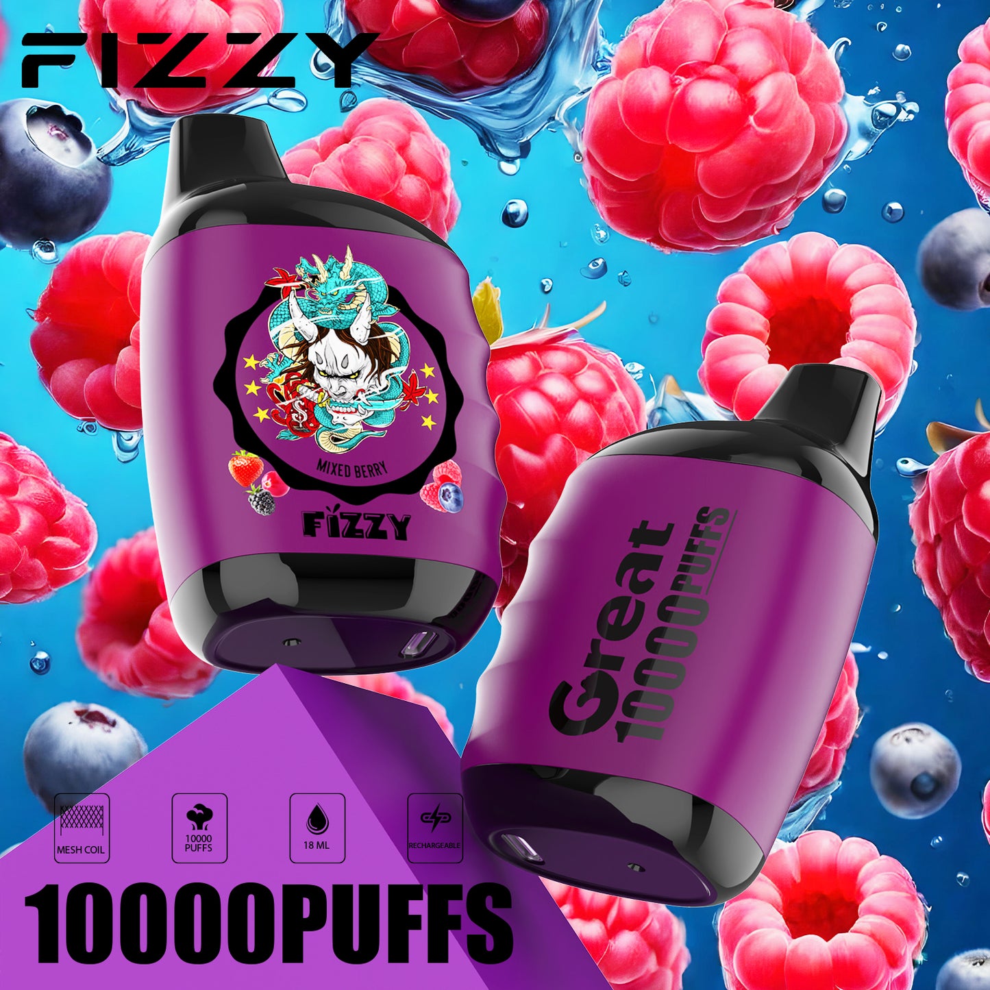 Fizzy GREAT 10000 Puffs Kit monouso ricaricabile