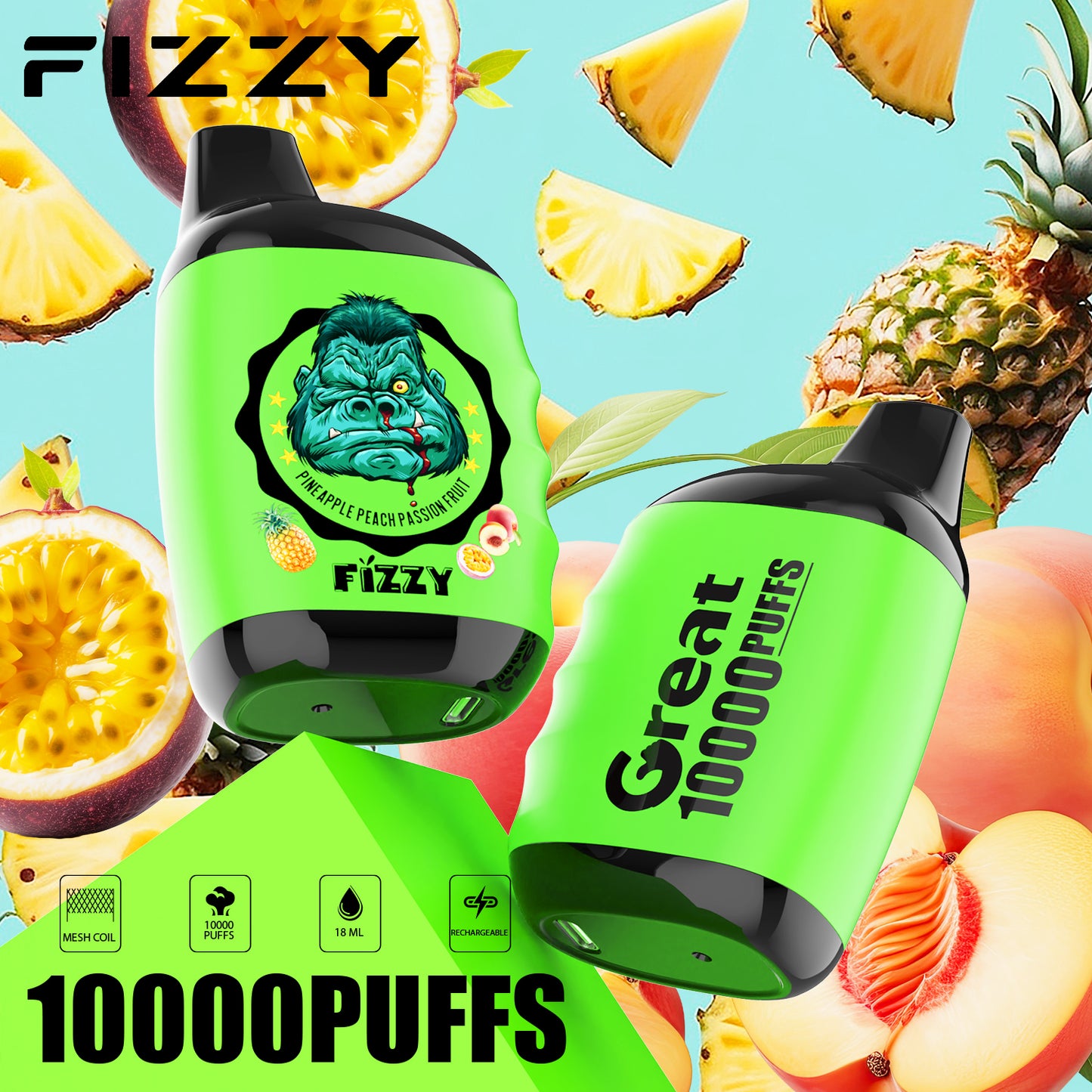 Fizzy GREAT 10000 Puffs Kit monouso ricaricabile