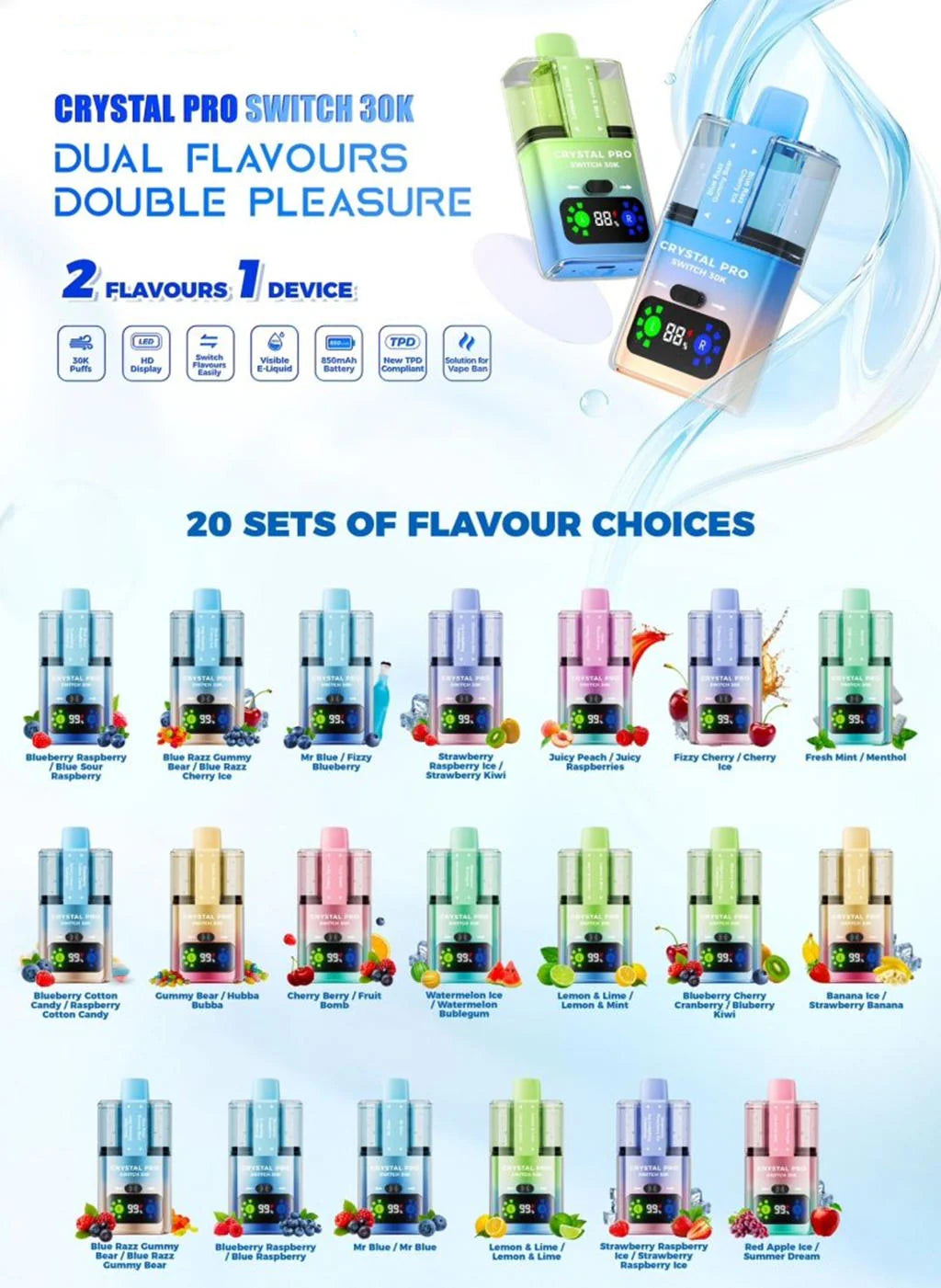 Kit monouso SUONON & C.P Pro Switch 30K 850mAh 22ml (doppio sapore)