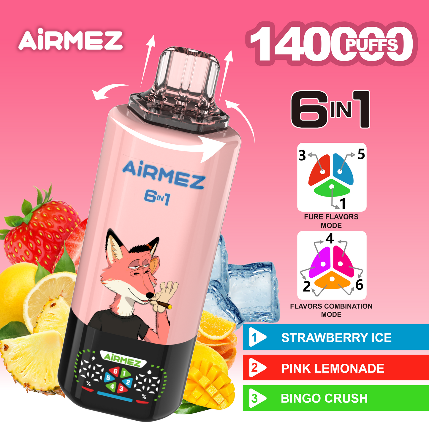 Kit monouso Airmez Fox 6in1 140K 45ml (140.000 Puffs)
