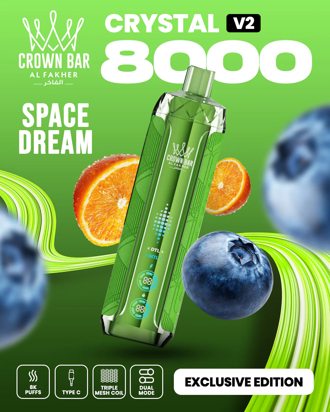 Kit monouso AL Fakher Crown Bar 8000 Crystal V2
