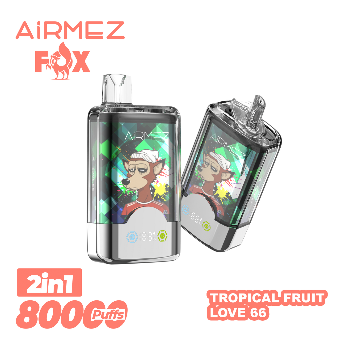 Kit monouso AiRMEZ Fox 80K 80000 Puffs 30ml (Dual Flavor)