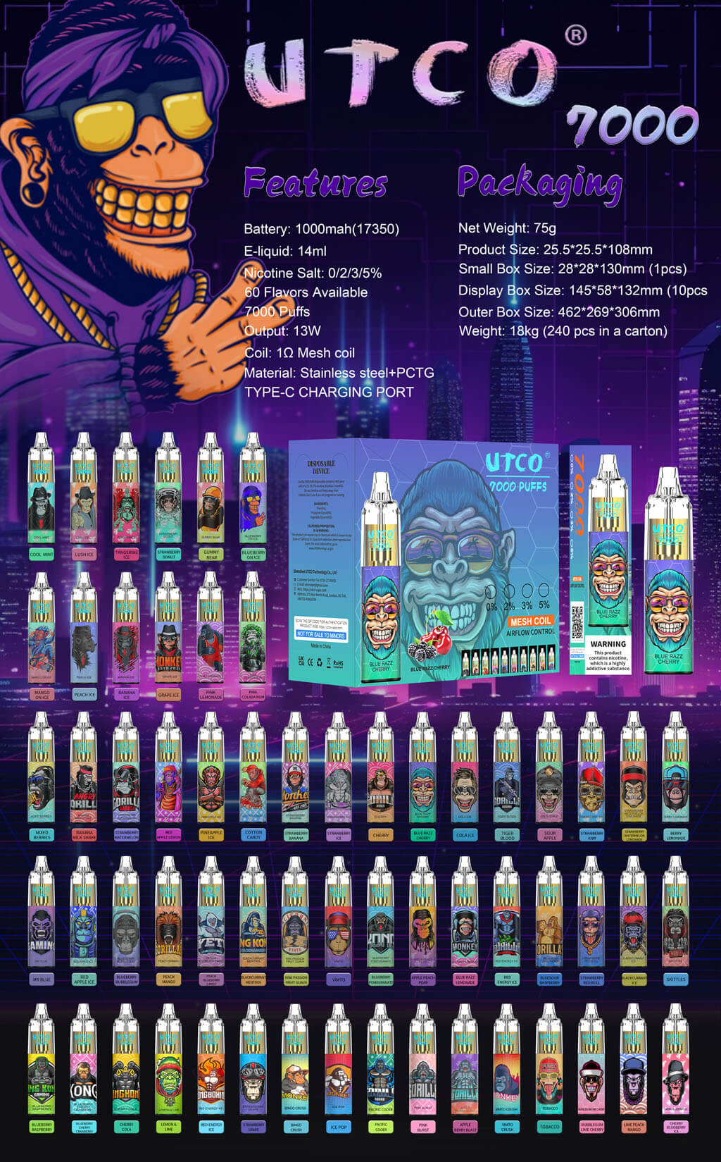 UTCO Gorilla 7000 tiri (puff) sigarette elettroniche usa e getta Kit ricaricabile prezzi bassi | it.vapormo.com It.VaporMo.com UTCO Gorilla 7000 tiri (puff) sigarette elettroniche usa e getta Kit ricaricabile prezzi bassi | it.vapormo.com It.VaporMo.com