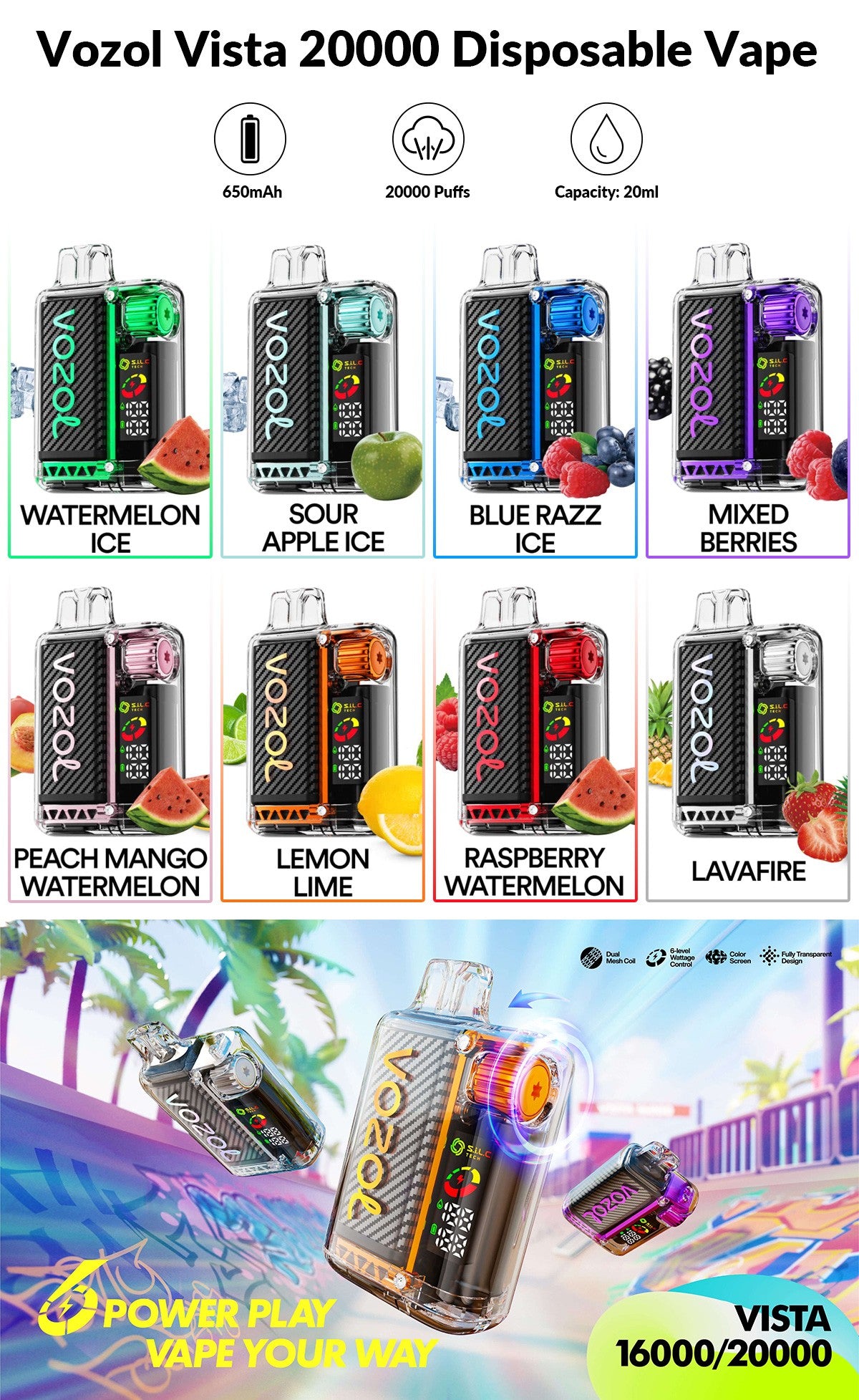 Vozol Vista 20000 Puffs Vape monouso ricaricabile