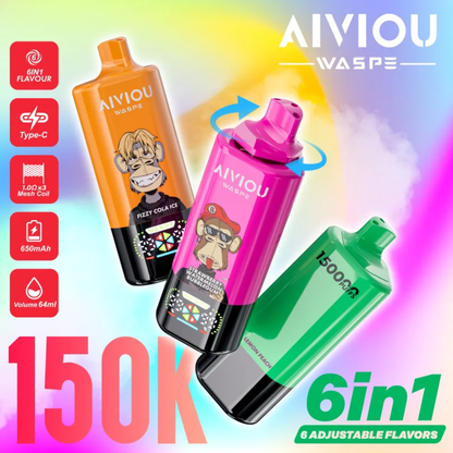 Kit monouso WASPE Aiviou 150K 150000 Puffs 6in1