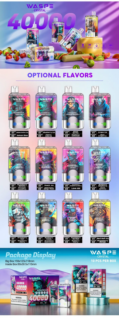 Kit monouso WASPE Crystal 40000 Puffs 40K (doppio gusto)