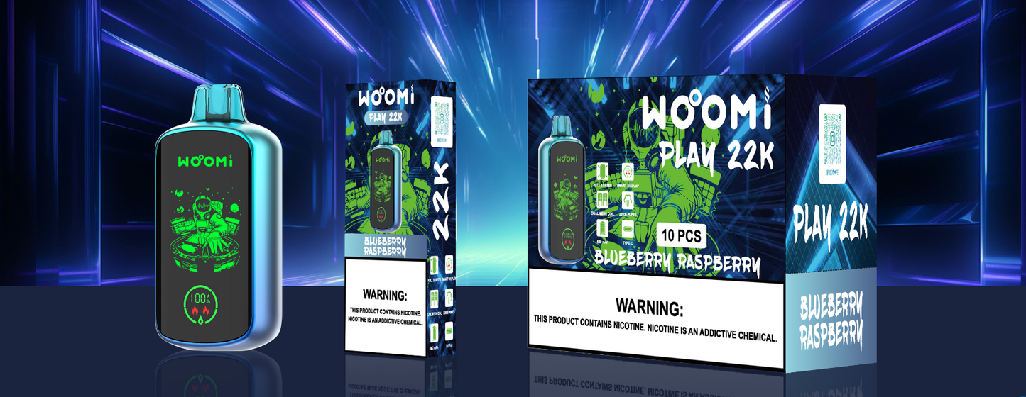 Woomi Play 22000 Puffs Kit ricaricabile usa e getta (schermo LED completo) 10 pezzi/confezione