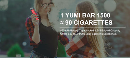 [Offerta speciale] YUMI Bar 1500 PUFF Kit 850mAh sigarette elettroniche usa e getta (50mg typ)