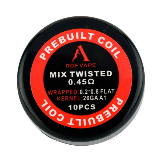 Confezioni da 10 pezzi Rofvape Mix Twisted Prebuilt Coils 0,45 Ohm (0,2*0,8+26GA)